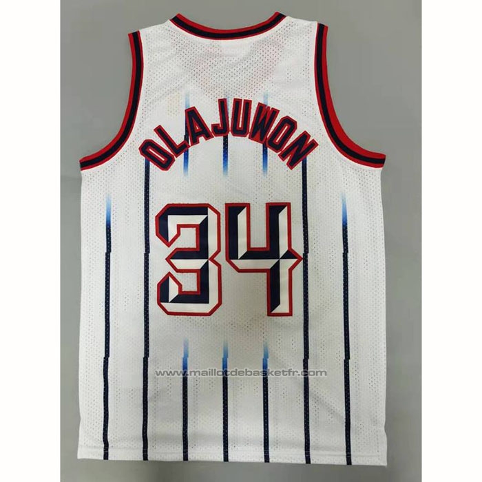 Maillot Houston Rockets Hakeem Olajuwon #34 Mitchell & Ness 1996-97 Blanc